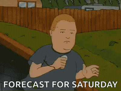 Cartoon Man Throwing Ball Forecast For Saturday GIF