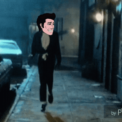 Cartoon Man Walking On Sidewalk With By P GIF
