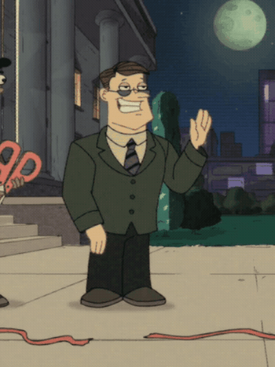 Cartoon Man Waving In Suit And Tie GIF