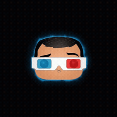 Cartoon Man Wearing 3D Glasses With Blue And Red Lenses GIF