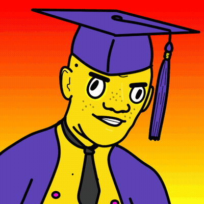 Cartoon Man Wearing Graduation Cap GIF