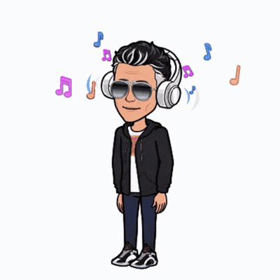 Cartoon Man Wearing Headphones And Sunglasses With Music Notes GIF