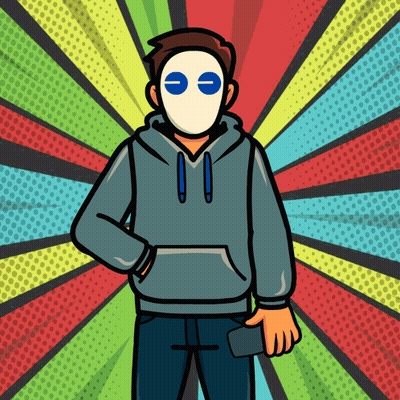 Cartoon Man Wearing Mask Holding Cell Phone GIF