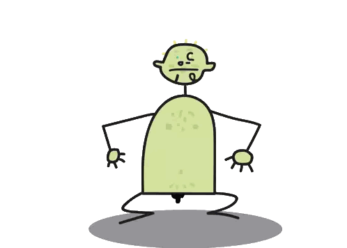 Cartoon Man With Acne And Green Body Sticker