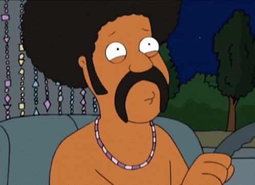 Cartoon Man With Afro And Mustache In Car GIF