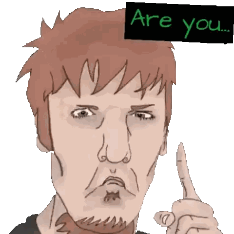 Cartoon Man With Are You Above Head Sticker