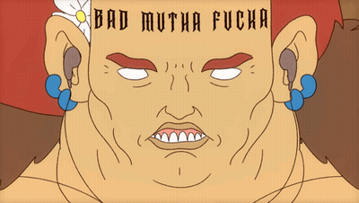 Cartoon Man With Bad Mutha Fucha Tattoo GIF