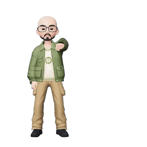 Cartoon Man With Beard And Glasses Sticker