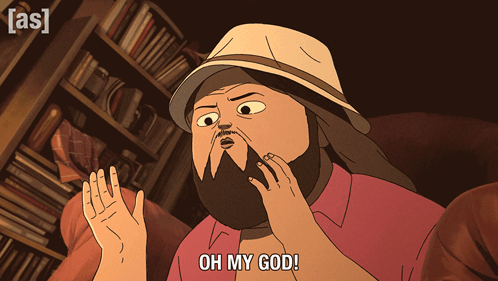 Cartoon Man With Beard And Hat Saying Oh My God GIF