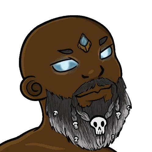 Cartoon Man With Beard And Skull Necklace Sticker