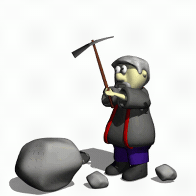 Cartoon Man With Beard Holding Pickaxe