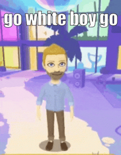 Cartoon Man With Beard Saying Go White Boy Go GIF