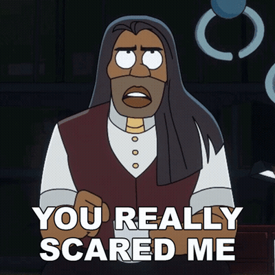 Cartoon Man With Beard Saying You Really Scared Me GIF