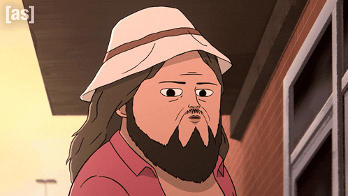 Cartoon Man With Beard Wearing Hat With As GIF