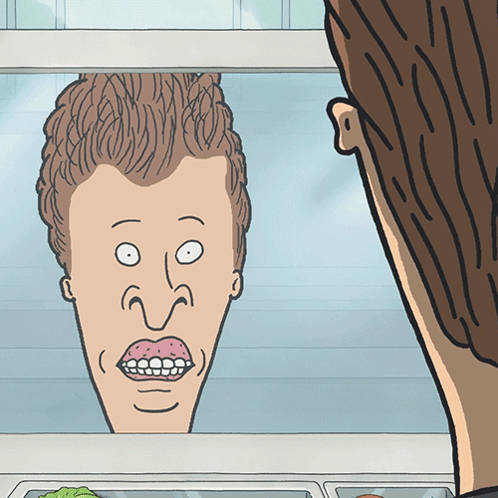 Cartoon Man With Big Head Looking Out Window GIF