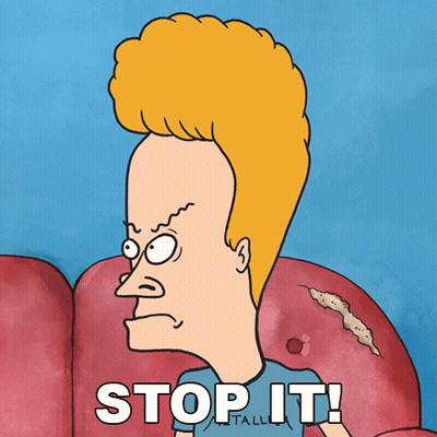 Cartoon Man With Big Head Saying Stop It GIF