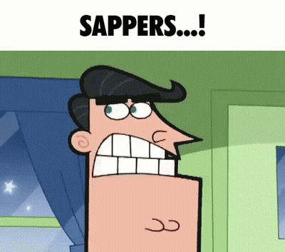 Cartoon Man With Big Mouth Saying Sappers GIF