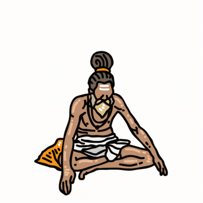 Cartoon Man With Bun Saying जय बाबा की