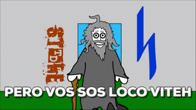 Cartoon Man With Cane Saying Pero Vos Sos Loco Viteh GIF