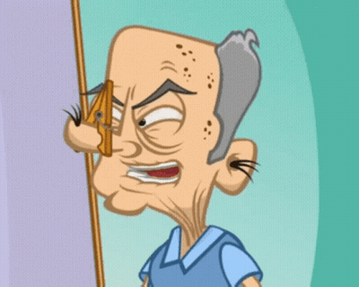 Cartoon Man With Clothespin In Nose GIF