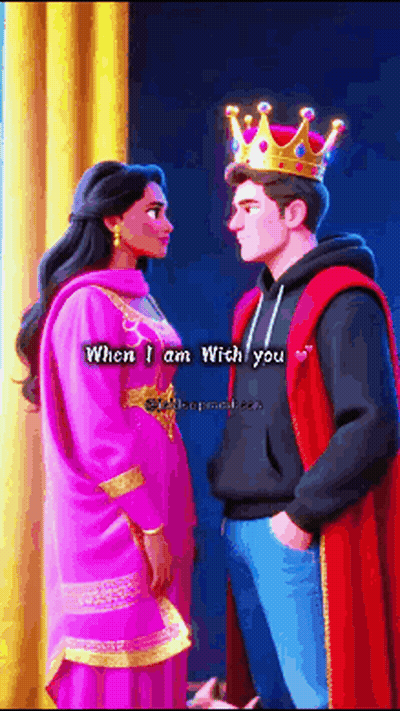 Cartoon Man With Crown And Woman In Pink Dress GIF