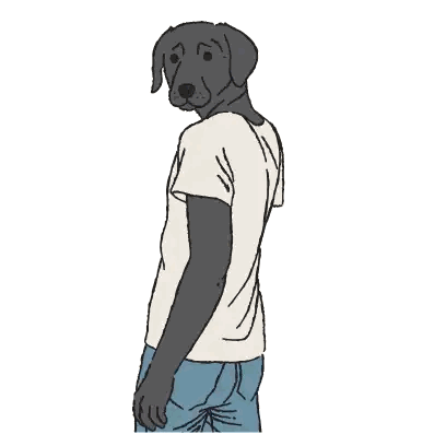Cartoon Man With Dog Head Saying Hi Sticker