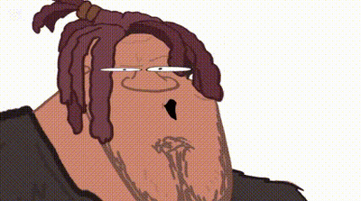 Cartoon Man With Dreadlocks And Beard Making Funny Face GIF