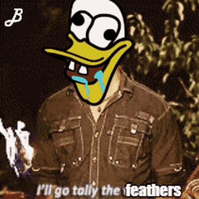Cartoon Man With Duck Face Saying I'll Go Tally The Feathers GIF