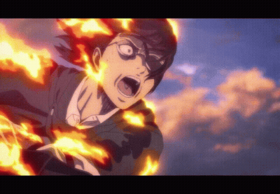 Cartoon Man With Fire Coming Out Of Chest GIF