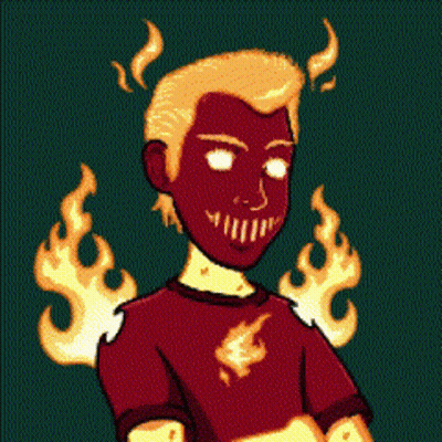 Cartoon Man With Flames on Face Tama Na Yannnn