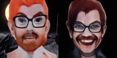 Cartoon Man With Glasses And Beard Next To Real Man GIF