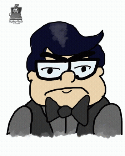 Cartoon Man With Glasses And Bow Tie Laptop Geek GIF