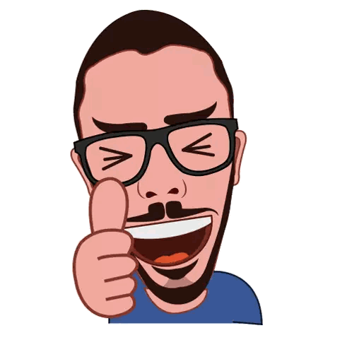 Cartoon Man With Glasses And Mustache Thumbs Up Sticker