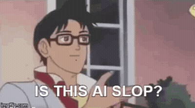Cartoon Man With Glasses Pointing Is This AI Slop GIF