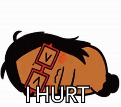 Cartoon Man With Glasses Saying I Hurt GIF