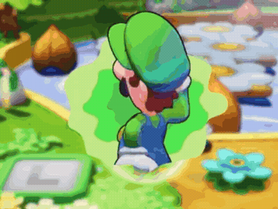Hombre caricatura con sombrero verde y letra L GIF