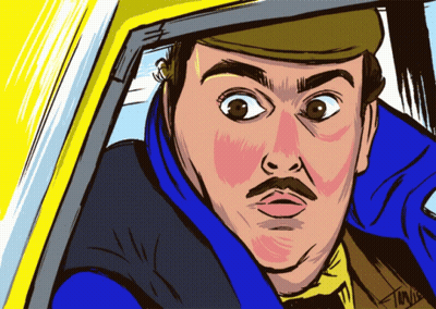 Cartoon Man With Hat And Mustache TM GIF