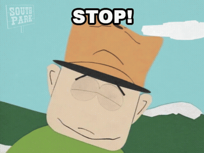 Cartoon Man With Hat Saying Stop GIF