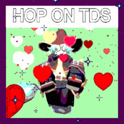 Cartoon Man With Hearts Hop On TDS GIF
