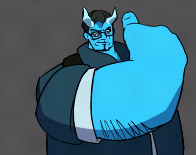Cartoon Man With Horns And Glasses Thumbs Up GIF