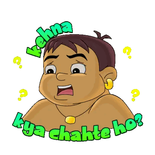 Cartoon Man With Kehna Kya Chatte Ho Text Sticker