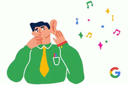 Cartoon Man With Large Ear And Google Logo GIF