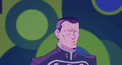 Cartoon Man With Letter S On Collar GIF
