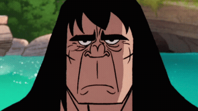 Cartoon Man With Long Black Hair Making Funny Face GIF