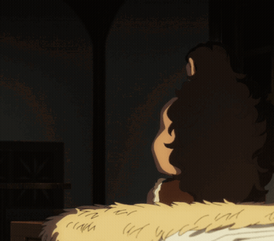 Cartoon Man With Long Hair Next To Furry Animal GIF