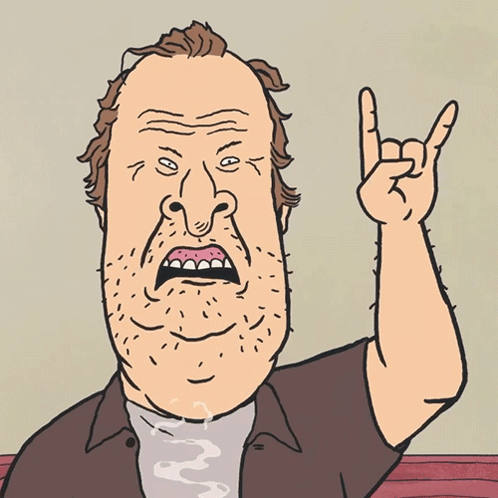 Cartoon Man With Mohawk Making Heavy Metal Sign GIF