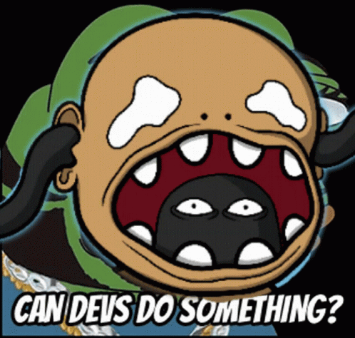 Cartoon Man With Mouth Open And Can Devs Do Something GIF