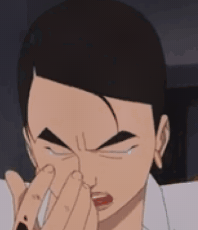 Cartoon Man With Mustache And Purple Eyes Looking At Camera GIF