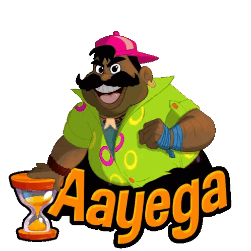 Cartoon Man With Mustache Holding Hourglass Aayega Sticker