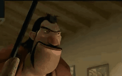 Cartoon Man With Mustache Holding Sword GIF